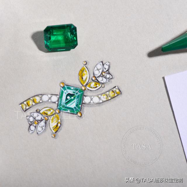 「每日灵感」珠宝设计分享——《麦浪》祖母绿戒指